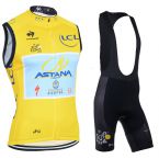 - 2014 Astana Tour de France žlutý komplet dres bez rukávù a kalhoty letní od  www.kadado.cz